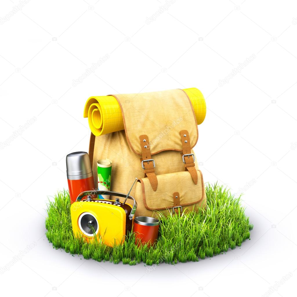 Backpack on grass