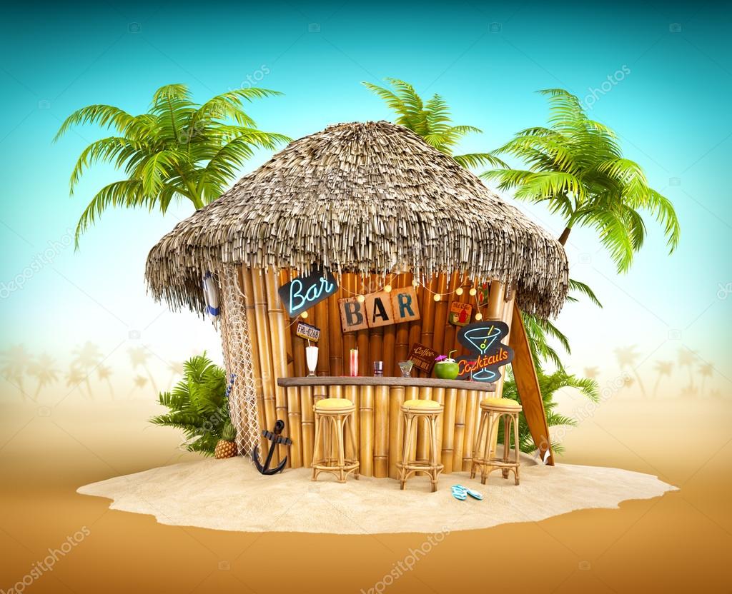 Bamboo tropical bar — Stock Photo © Vadmary 78328014