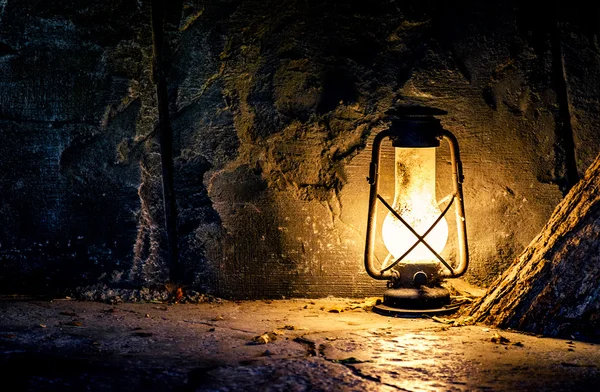 Old lamp in a mine — Stock Photo, Image