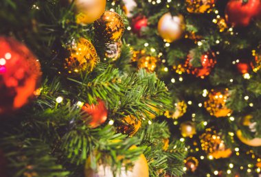 Decorated christmass tree closeup