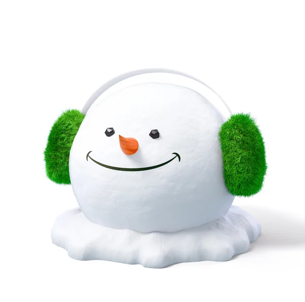 Snowman in a earmuff — Stock Photo, Image