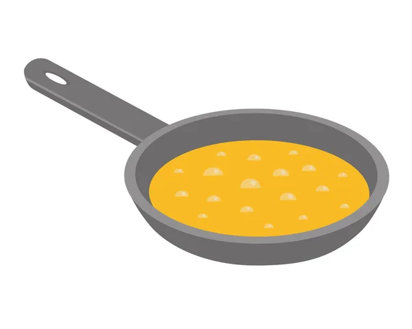 Patelnia z olejem lub masłem. Gotowanie jedzenia na patelni. Wektor płaska ilustracja — Wektor stockowy