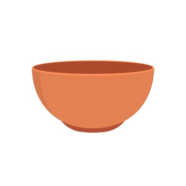 Beyaz arka planda izole edilmiş boş bir kase. Çömlek örneği. Seramik mutfak bulaşık takımı. Vektör illüstrasyonu