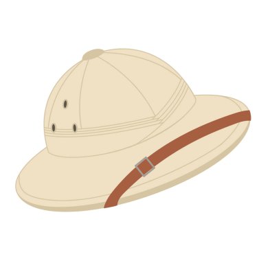 Safari hat, French army pith helmet for tourists, hunters and explorers. Vector flat illustration clipart