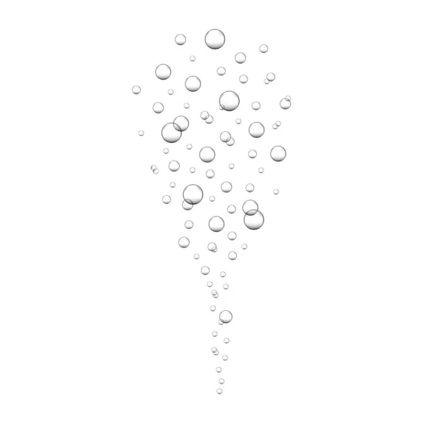 Підводні кисневі бульбашки. Фізично газована вода, сода, лимонад, шампанське, ігристий алкогольний напій. Повітряні бульбашки в океані, морі або акваріумі. Векторна реалістична ілюстрація — стоковий вектор