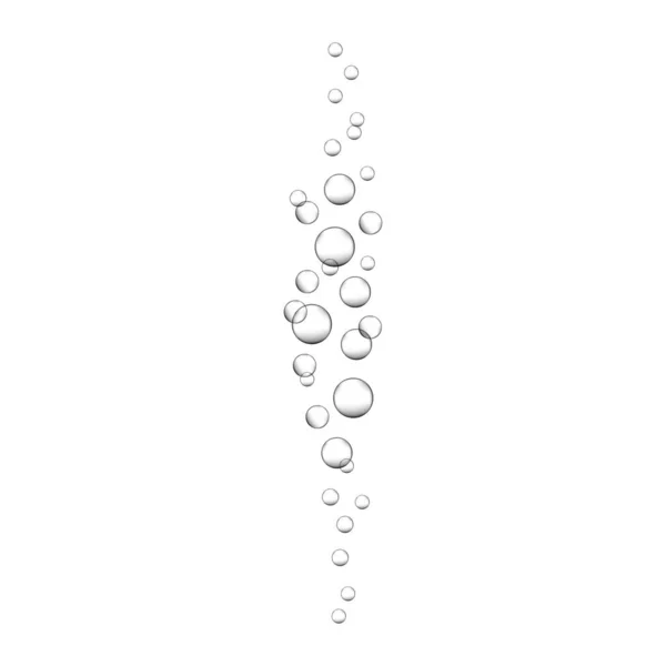 Air bubbles rising up underwater. Fizzy drink, carbonated sparkling water, soda, lemonade, champagne, beer. Oxygen bubbles in ocean, sea or aquarium. Vector realistic illustration — Stock Vector