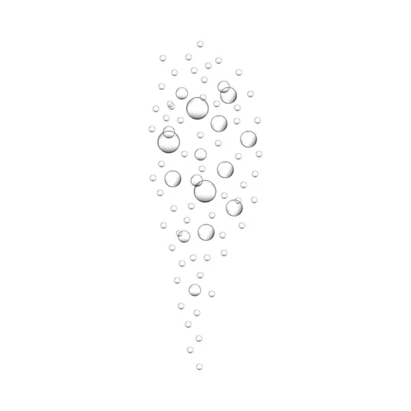 Повітряні бульбашки в газованій воді, газована вода, сода, лимонад, ігристе вино. Підводні кисневі бульбашки, що піднімаються в море або акваріум. Векторна реалістична ілюстрація — стоковий вектор