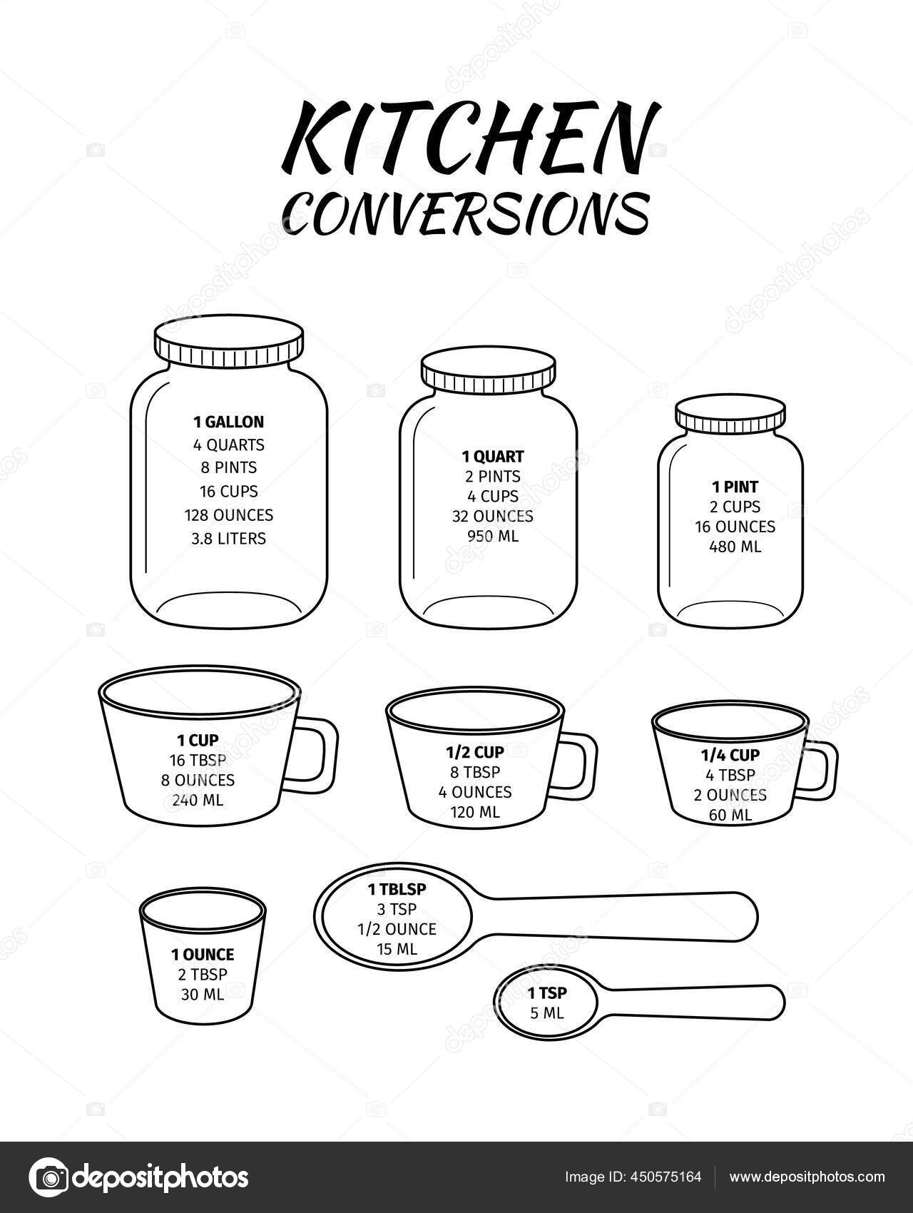Liquid conversion scale chart for us ounces fl oz Vector Image