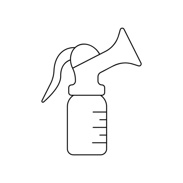 Icono lineal extractor de leche manual aislado sobre fondo blanco. Equipo de lactancia materna. Ilustración del esquema vectorial — Vector de stock