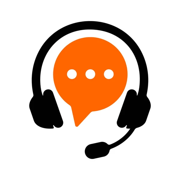 Call center symbool met koptelefoon geïsoleerd op witte achtergrond. Klantenondersteuning online service icoon. Klanten communicatie technologie concept. Vector platte illustratie — Stockvector