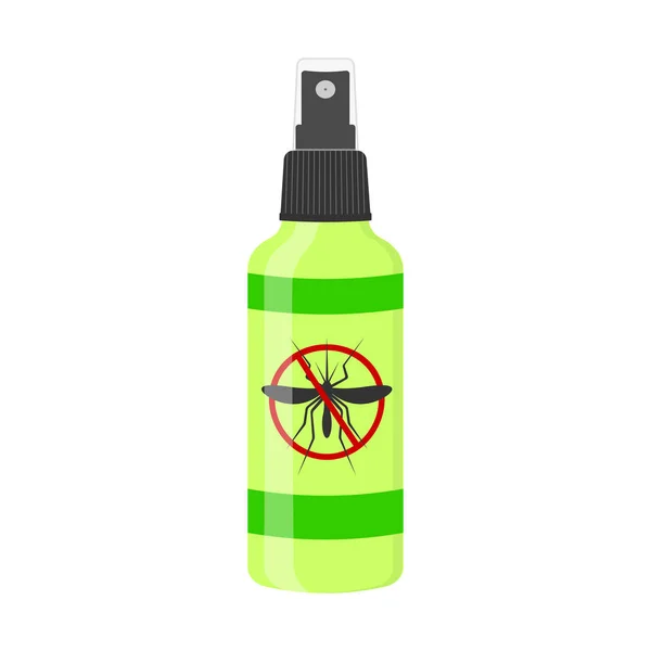 Spray de mosquito isolado no fundo branco. Frasco de inseto repelente com sinal de stop gnat. Ilustração dos desenhos animados vetoriais —  Vetores de Stock