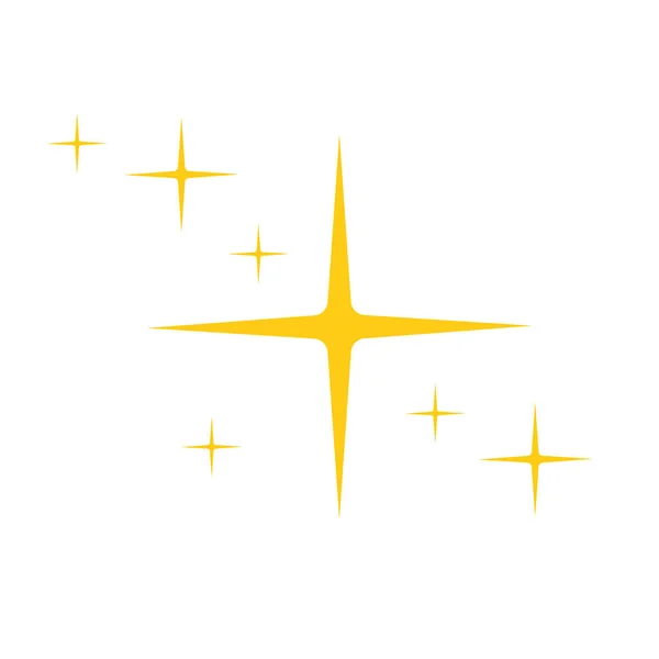 Guldstjärnan glittrar ikonen. Blinka lampor isolerade på vit bakgrund. Ljus glödande blixt effekt. Ett bländande sken tecken. Vektor platt illustration — Stock vektor
