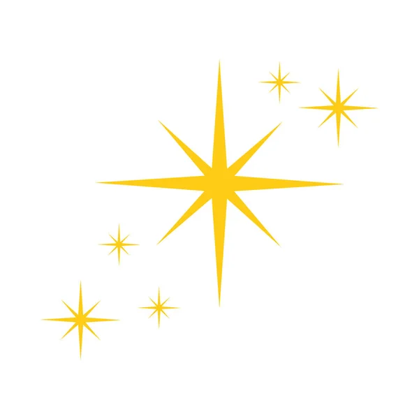 Las estrellas amarillas brillan. Icono de destellos dorados aislado sobre fondo blanco. Brillante resplandor, luz deslumbrante, destello brillante. Ilustración plana del vector — Archivo Imágenes Vectoriales