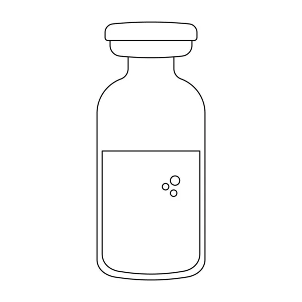 Beyaz arka planda izole edilmiş doğrusal aşı ya da ilaç şişesi ikonu. Tedavi veya aşı kavramı — Stok Vektör
