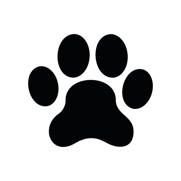 Ícone da pata do cão. Silhueta preta de pegada canina isolada sobre fundo branco. Ilustração vetorial —  Vetores de Stock