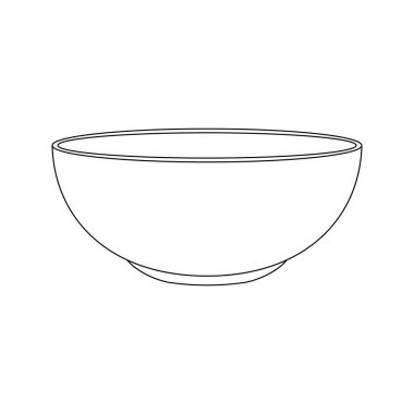 Boş kase simgesi doğrusal olarak. Beyaz arka planda izole edilmiş çorba ya da salata için yemek tabağı