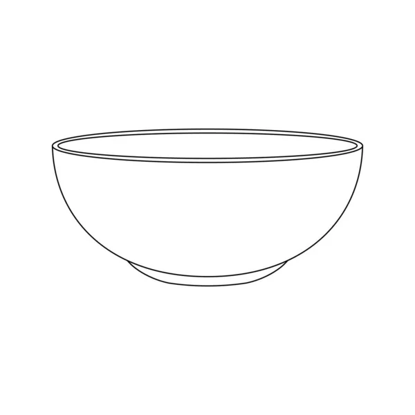 Icona ciotola vuota in stile lineare. Piatto di cibo per zuppa o insalata isolato su sfondo bianco — Vettoriale Stock