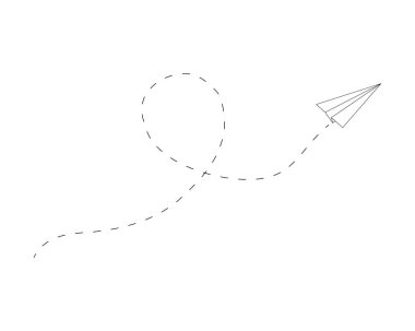 Çizgili kağıt uçakla uçmak. Origami düzlemi doğrusal simgesi. Teslimat, iletişim, seyahat işareti. Vektör illüstrasyonu