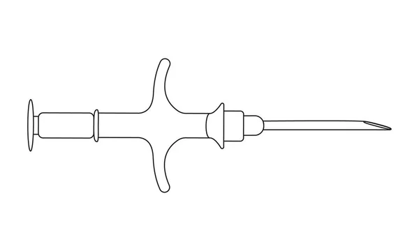Шприц для мікрочіпів для домашніх тварин в лінійному стилі. Ветеринарний інструмент для імплантації собак або котів. Концепція постійного ідентифікатора домашніх тварин — стоковий вектор