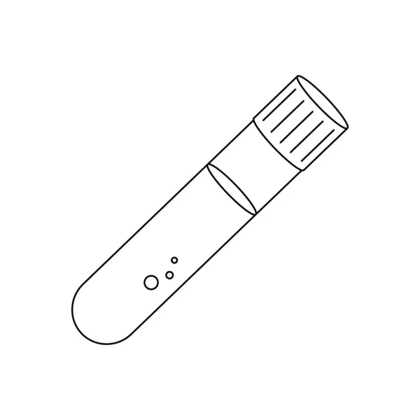 Test tube with blood sample linear icon. Blood medical analysis — Vector de stock