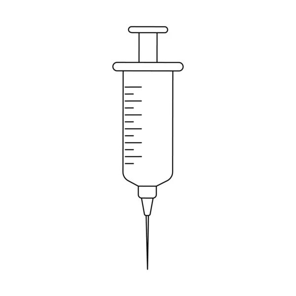 Linear syringe icon isolated on white background. Vaccination and immunization concept —  Vetores de Stock