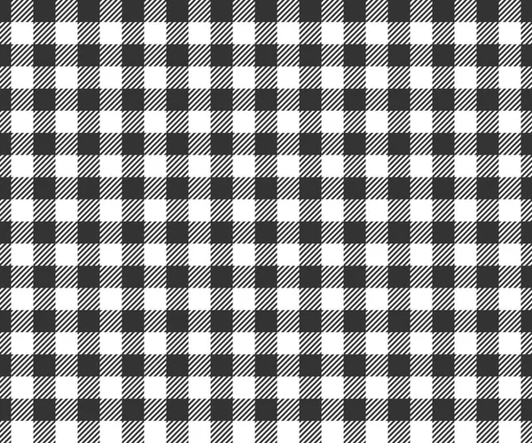 Black and white checkered texture with striped squares for picnic blanket, tablecloth, plaid, shirt textile design. Gingham seamless pattern. Fabric geometric background — Stockvektor