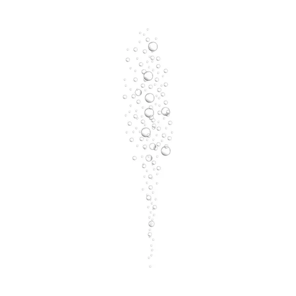 Кислородные пузырьки в газированном напитке, газированная вода, сельтерская вода, сода, кола, лимонад, игристое вино. Подводный поток воздуха поднимается в море или аквариуме. Векторная реалистичная иллюстрация — стоковый вектор