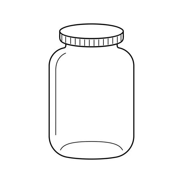 Décrivez le verre ou le bocal de maçon isolé sur fond blanc. Stockage vide pour confiture, cornichons et autres conserves à domicile. Illustration vectorielle dans un style linéaire — Image vectorielle