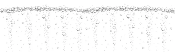 Oxígeno burbujas de agua de fondo. Bebida gaseosa, seltzer, cerveza, refresco, limonada, champán o vino espumoso textura — Vector de stock