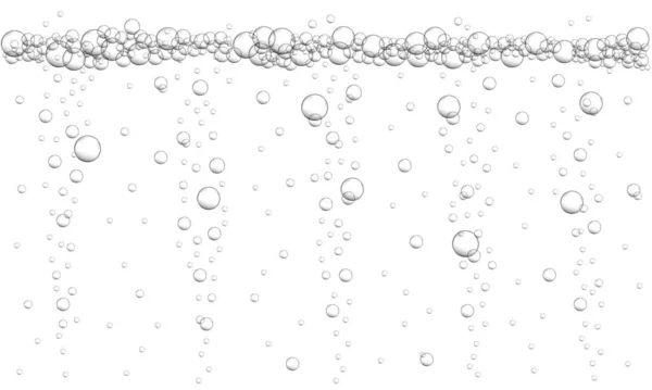 Vodní vzduch bubliny pozadí. Textura šumivého syceného nápoje, sodovky, piva, limonády, limonády, šampaňského, sektu. Podvodní potok v moři nebo akváriu — Stockový vektor