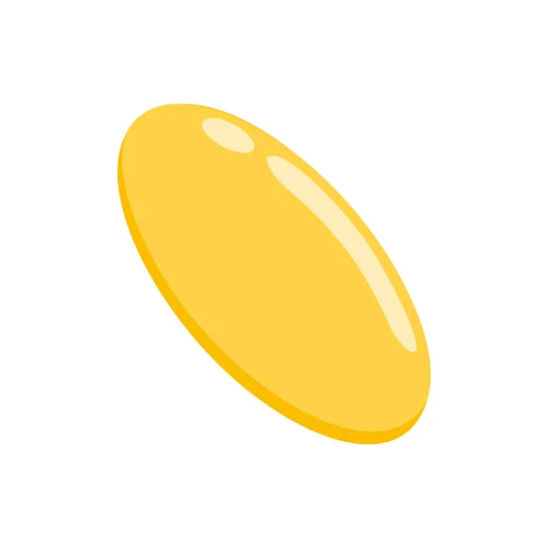 Gele ovale capsule van visolie, collageen, vitamine A of E, omega-vetzuur. Voedingssupplement voor gezondheid en schoonheid. Vector cartoon illustratie — Stockvector
