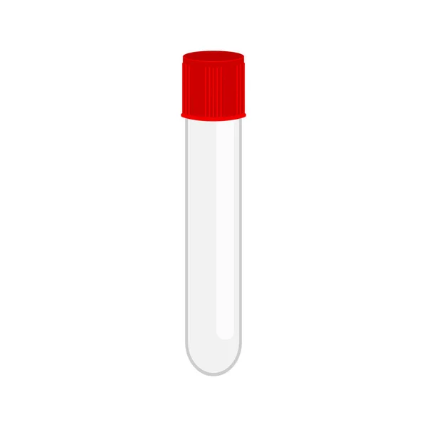 Tubo de teste de vidro vazio para análises de sangue isolado em fundo branco. Ilustração dos desenhos animados vetoriais — Vetor de Stock