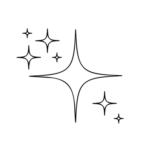 Очертания звезды сверкают и мерцают изолированными на белом фоне. Яркая вспышка, блестящее свечение, иконки фейерверка. Частицы звездного света в линейном стиле. Простая векторная иллюстрация — стоковый вектор