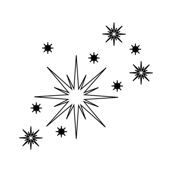 Obrys jiskry ohňostroje. Ikona záblesků hvězd izolovaná na bílém pozadí. Symbol jasného světla. Částice hvězdného světla. Lineární vektorová ilustrace — Stockový vektor