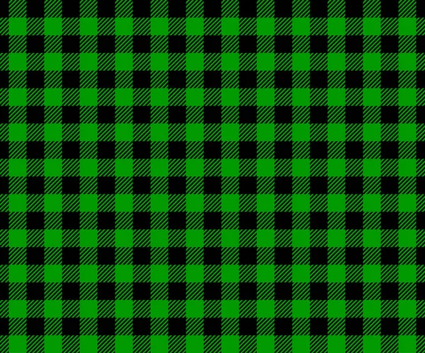 Horizontale groene en zwarte buffel ruitstructuur. Gecontroleerd naadloos patroon. Geometrische stof achtergrond voor flanel shirt, picknick deken, keukenservet, tweed jas — Stockvector