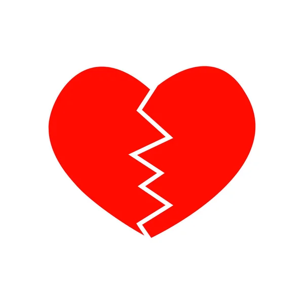 Czerwony piktogram złamanego serca. Symbol zawału, złamanego serca, rozwodu, rozstania na białym tle. Wektor płaska ilustracja — Wektor stockowy