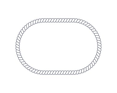 Dikdörtgen şeklinde ip iskeleti. Yuvarlak köşeler, eski yat tarzında fotoğraf ya da resim için şekillendiriliyor. Baskı için deniz tasarımı ögesi. Denizcilik dekorasyon teması. Vektör özet çizimi