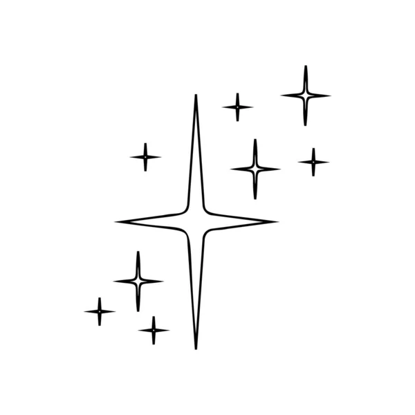 Περίγραμμα έναστρο λαμπυρίζει και αστράφτει εικόνα. Φωτεινή λάμψη, αστραφτερή λάμψη, σύμβολο πυροτεχνίας. Γραμμικά σωματίδια φωτός αστέρων που απομονώνονται σε λευκό φόντο. Εικονογράφηση διανύσματος — Διανυσματικό Αρχείο