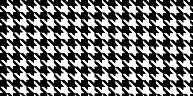 Siyah beyaz tazı deseni. Köpek dişi geçmişi. Damalı tekstil motifi. Ekose, atkı ya da kumaş izi. Retro tüvit kumaş tasarımı. Klasik süs. Vektör grafik illüstrasyonu.