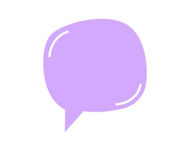 Karalama tarzında boş mor konuşma balonu şekli. İletişim balonu, mesaj kutusu, tırnak içinde çerçeve, mesaj etiketi, beyaz arkaplanda izole edilmiş yorum etiketi. Vektör düz resimleme.