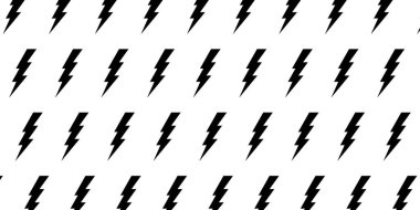 Sürgülü siluet deseni. Siyah arkaplanda tekrar eden siyah şimşek işaretleri var. Ani, enerji, güç ya da tehlike sembollü duvar kağıdı. Vektör grafik illüstrasyonu.