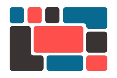 Modern bento ızgara düzeni. Fotoğraf kolajı, kartonpiyer, dergi ya da broşür. Beyaz arkaplanda izole edilmiş poster ya da pankart modüler çerçevesi. Vektör düz resimleme.