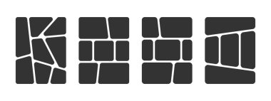 Bir dizi manga çizgi roman şablonu. Anime sayfası panelleri beyaz arkaplanda izole edildi. Çizim tahtası şebekesi. Fotoğraf kolajı, poster, afiş ya da çizgi roman taslakları. Vektör illüstrasyonu.