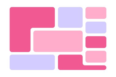 Moda mento ızgara düzeni. Fotoğraf kolajı, kartonpiyer ya da broşür modeli. Poster ya da afiş mozaik şablonu. İçerik için konteynırlarla web sitesi arayüzü. Vektör düz resimleme.