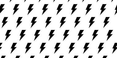 Thunder bolts pattern. Reapeated thunderstorm lightning signs isolated on white background. Flash, energy, danger or shock cartoon symbols wallpaper. Vector graphic illustration.