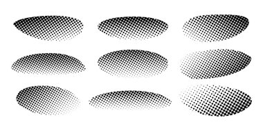 Beyaz arka planda yarım ton efektli gölge şekilleri. Cesur, gürültülü ya da piksel dokulu soyut elementler. Benekli organik şekiller. Vektör grafik illüstrasyonu.