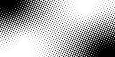 Yarım ton efektli siyah beyaz arka plan. Soluk bir yapısı var. Gürültülü, pikselli ya da bitmap desenli duvar kağıdı. Çift kumlu parmak izi. Çizgi roman şablonu. Vektör grafik illüstrasyonu.