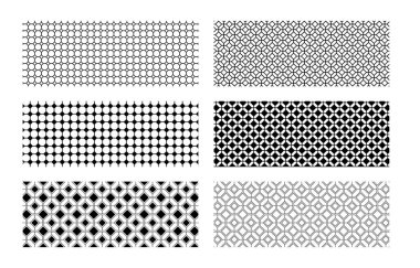 Altıgen ve kare şekilli zemin ya da duvar fayansları. Asya seramik mozaik dokuları. Kafe ya da restoran iç dekorasyonu. Basit geometrik izler. Vektör grafik illüstrasyonu.
