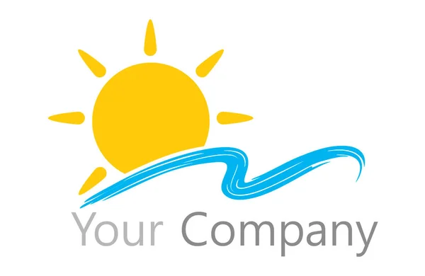 Logo Zonneschijn Met Stralen Het Water Logo Zon Water Een — Stockvector