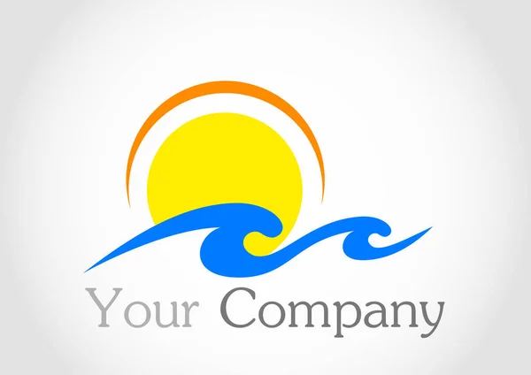 Logo Sol Con Rayos Agua Logo Sol Agua Para Empresa — Vector de stock